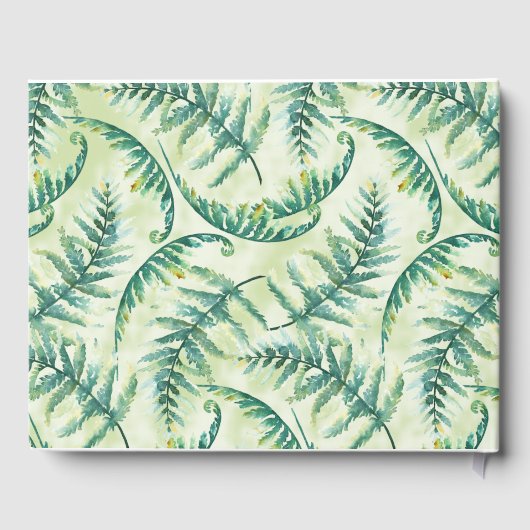 Waterverf groen varen bladeren bruiloft gastenboek (Achterkant)