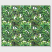 Waterverf groen varenbos herfstpatroon cadeaupapier (Vlak)