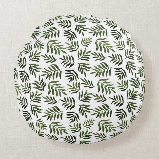 Waterverf groen vertakkingspatroon rond kussen (Voorkant)