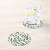 Waterverf groen vertakkingspatroon ronde kartonnen onderzetter (Insitu)