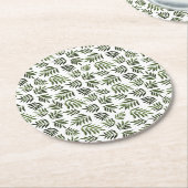 Waterverf groen vertakkingspatroon ronde kartonnen onderzetter (Gebogen)