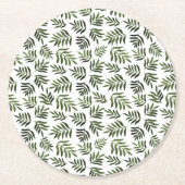 Waterverf groen vertakkingspatroon ronde kartonnen onderzetter (Voorkant)