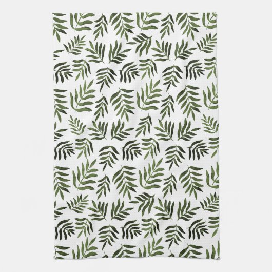 Waterverf groen vertakkingspatroon theedoek (Verticaal)