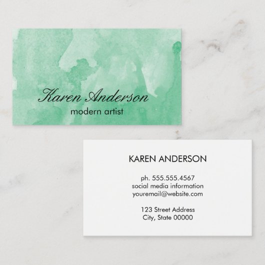 Waterverf (groen) visitekaartje (Voorkant / Achterkant)