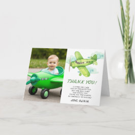 Waterverf groen vliegtuig verjaardag bedankt