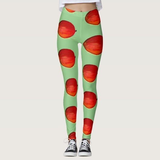 Waterverf groen voedsel tropisch patroon leggings (Voorkant)