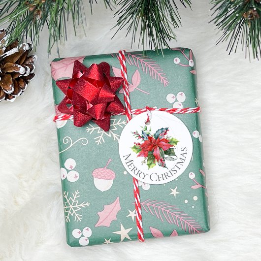 Waterverf groen voor Kerstmis Bedankjes Labels
