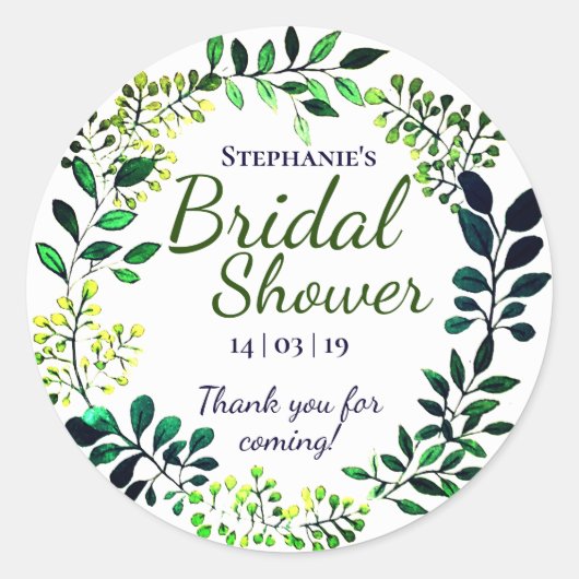 Waterverf groen | Vrijgezellenfeest Dank u Ronde Sticker (Voorkant)