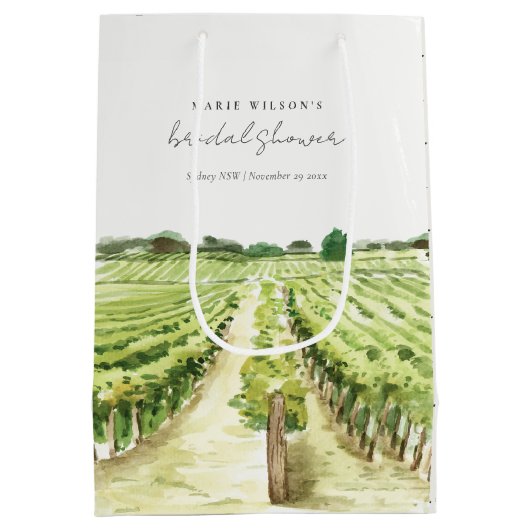 Waterverf Groen Vrijgezellenfeest voor de wijnwijn Medium Cadeauzakje (Achterkant)