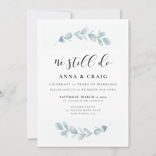 Waterverf groen We doen nog steeds Vow vernieuwing Kaart (Voorkant)