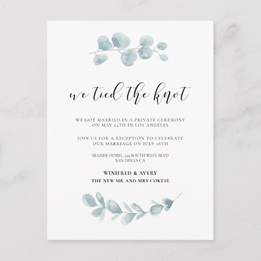 Waterverf groen We hebben de knoopaankondiging geb Briefkaart (Voorkant)