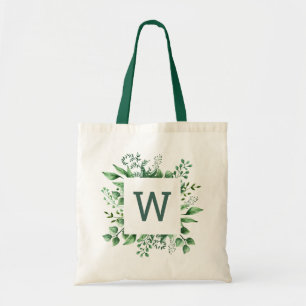 Waterverf groen wedding. Bos monogram Tote Bag