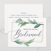 Waterverf groen. Wil je mijn bruidsmeisje zijn Briefkaart (Voorkant / Achterkant)