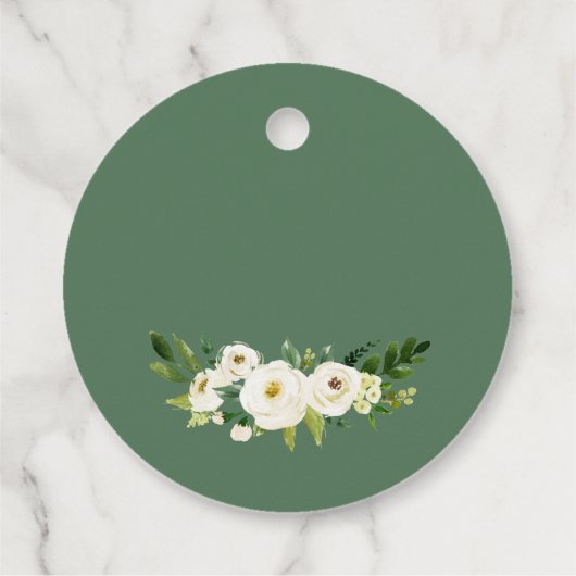 Waterverf groen wit bloemen dank u bedankjes labels (Achterkant)