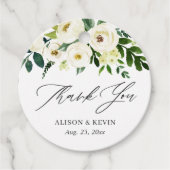 Waterverf groen wit bloemen dank u bedankjes labels (Voorkant)