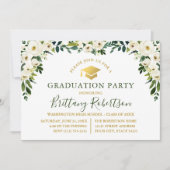 Waterverf Groen Wit Bloemen Goud Afstudeerder Part Kaart (Voorkant)