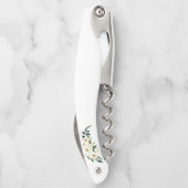 Waterverf Groen Wit Bloemen Gouden bruiloft Kurkentrekker (Achterkant)