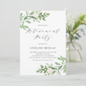 Waterverf groen wit bloemenkorf pensioenfeest kaart (Staand voorkant)