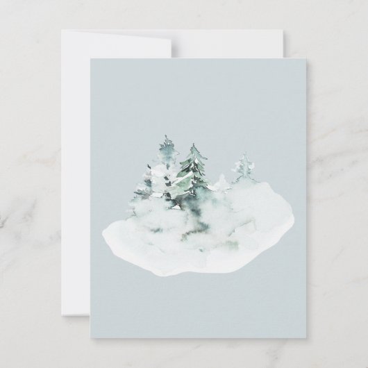 Waterverf Groen Wit Bos Pijnbomen Bruiloft Bedankkaart (Achterkant)