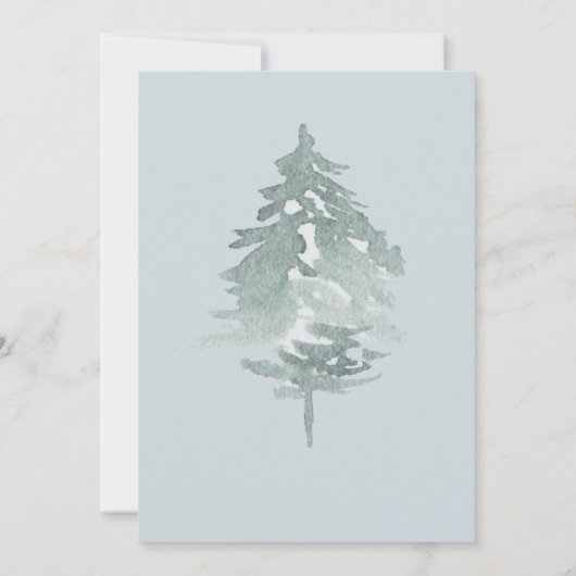 Waterverf Groen Wit Bos Pijnbomen Bruiloft Kaart (Achterkant)