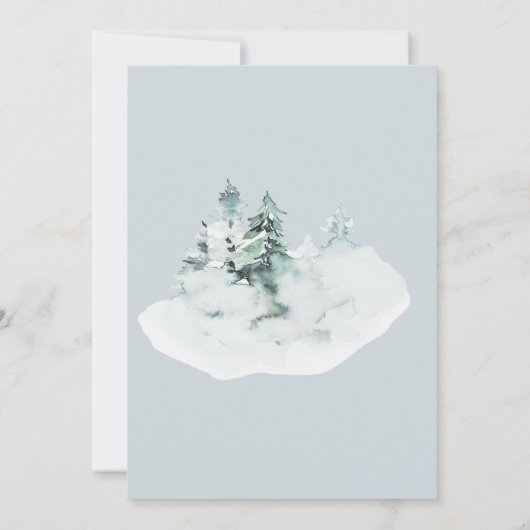 Waterverf Groen Wit Bos Pijnbomen Bruiloft Save The Date (Achterkant)