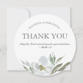 Waterverf Groen, Wit en Grijs Dank u Kaart (Voorkant)