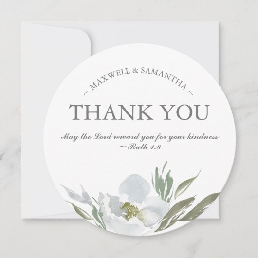 Waterverf Groen, Wit en Grijs Dank u Kaart (Voorkant)