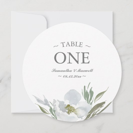 Waterverf groen wit en grijs tabelnummer kaart (Achterkant)