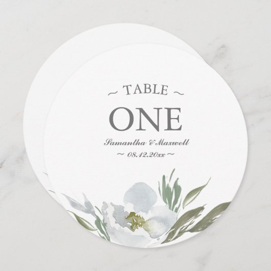 Waterverf groen wit en grijs tabelnummer kaart (Voorkant / Achterkant)