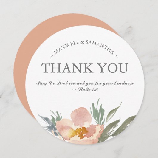 Waterverf Groen, Wit en Sinaasappel Dank u Kaart (Voorkant / Achterkant)