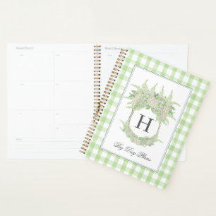 Waterverf Groen & Wit Hydrangea Crest Gingham Planner