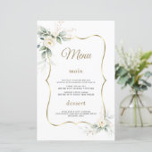 Waterverf groen witte bloemen gouden bruiloft (Staand voorkant)