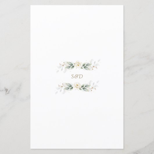 Waterverf groen witte bloemen gouden bruiloft (Achterkant)