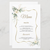 Waterverf groen witte bloemen gouden bruiloft (Voorkant / Achterkant)