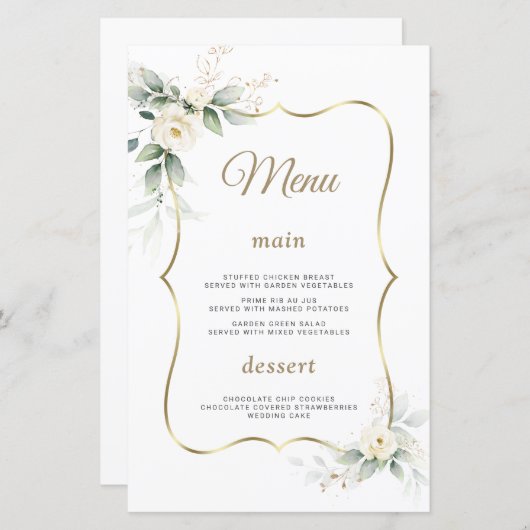 Waterverf groen witte bloemen gouden bruiloft (Voorkant / Achterkant)