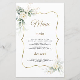 Waterverf groen witte bloemen gouden bruiloft
