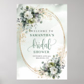 Waterverf groen witte bruiloftsdouche welkomstbord poster (Voorkant)