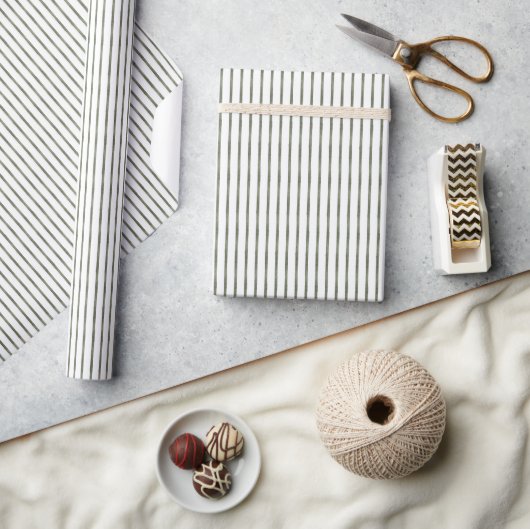 Waterverf Groen & Witte Strepen Cadeaupapier (Crafts)