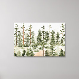 Waterverf Groen Woud Canvas Afdruk