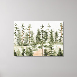 Waterverf Groen Woud Canvas Afdruk