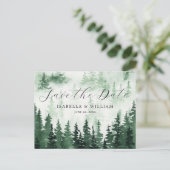 Waterverf Groen Woud Save The Date Briefkaart (Staand voorkant)