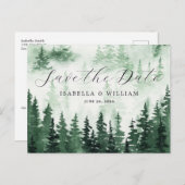 Waterverf Groen Woud Save The Date Briefkaart (Voorkant / Achterkant)