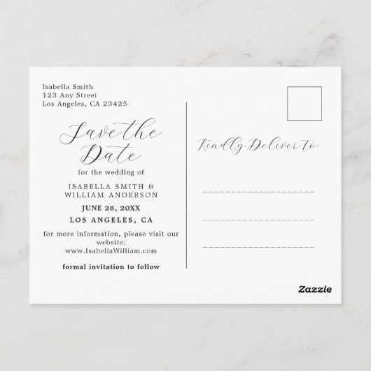 Waterverf Groen Woud Save The Date Briefkaart (Achterkant)