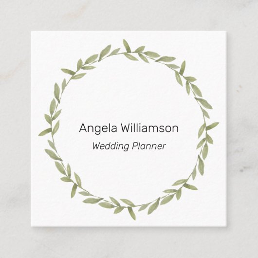 Waterverf Groen Wreath Square Visitekaartje (Voorkant)