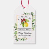 Waterverf Groen Zelfgemaakte Limoncello Kerst Cadeaulabel (Voorkant)