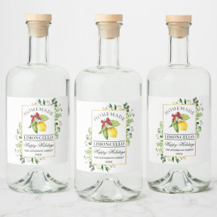 Waterverf groen zelfgemaakte Limoncello vakantie Likeurfles Etiket