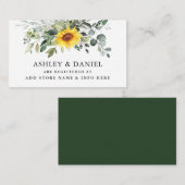 Waterverf groen zonnebloem bruiloft register informatiekaartje (Voorkant / Achterkant)