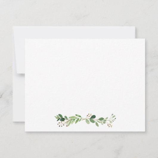 Waterverf Groen Zonnebloemen Goud Gepersonaliseerd Notitiekaartje (Achterkant)