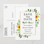 Waterverf groen Zonnebloemen Save the Date Briefkaart (Voorkant / Achterkant)