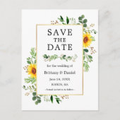 Waterverf groen Zonnebloemen Save the Date Briefkaart (Voorkant)